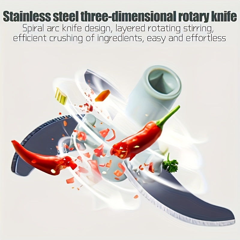 Turli ingredientlarni samarali ravishda to'g'rash, kesish va tayyorlash uchun mo'ljallangan ko'p funksiyali qo'l oziq-ovqat protsessor.