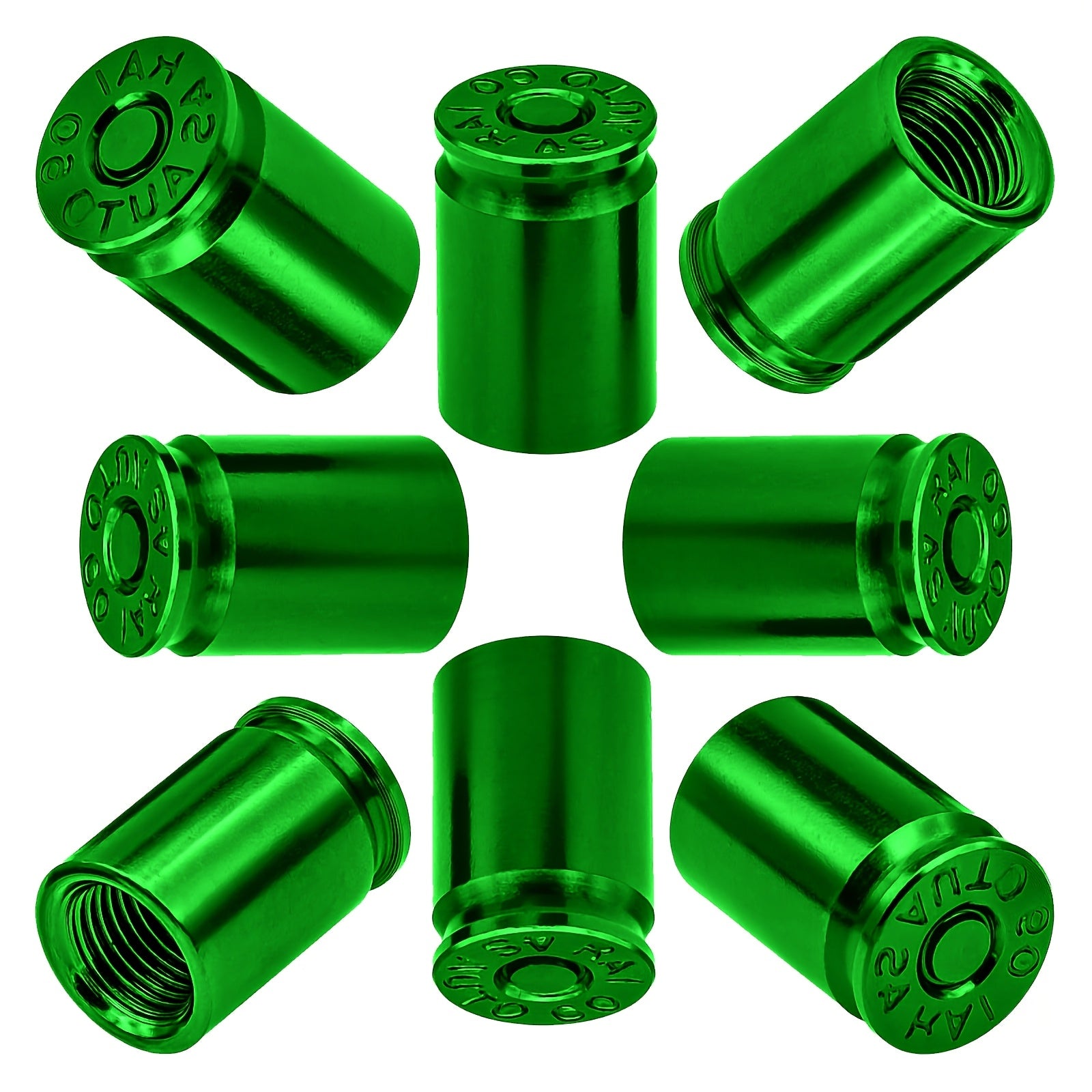 Set of 8 Brass Tire Valve Stem Caps for Cars Bikes Trucks and SUVs