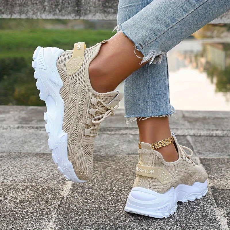 Zapatillas de malla transpirable para mujer, zapatillas ligeras de caña baja para correr con suela acolchada
