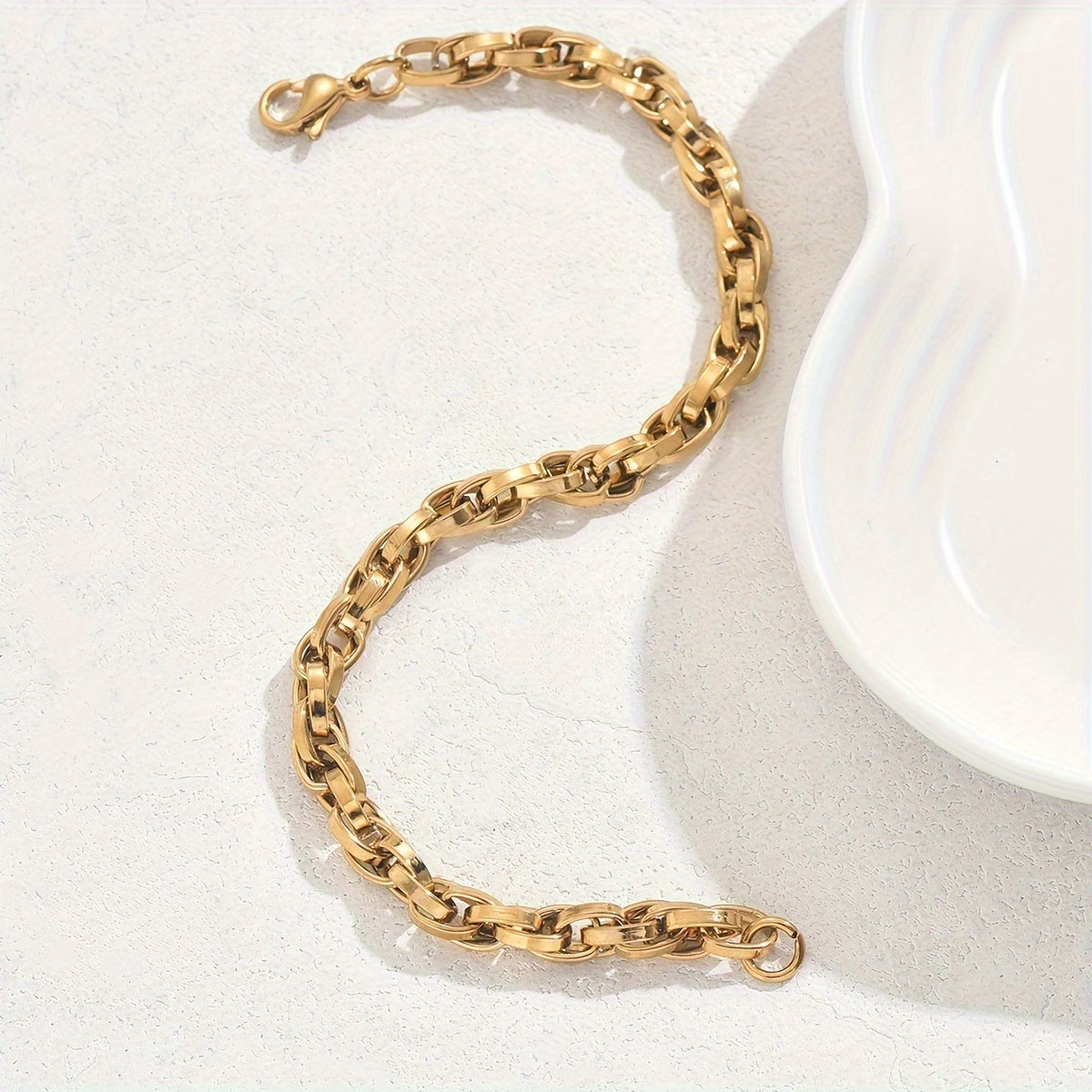 Pulsera ajustable de cadena de eslabones con baño de oro en acero inoxidable para mujeres