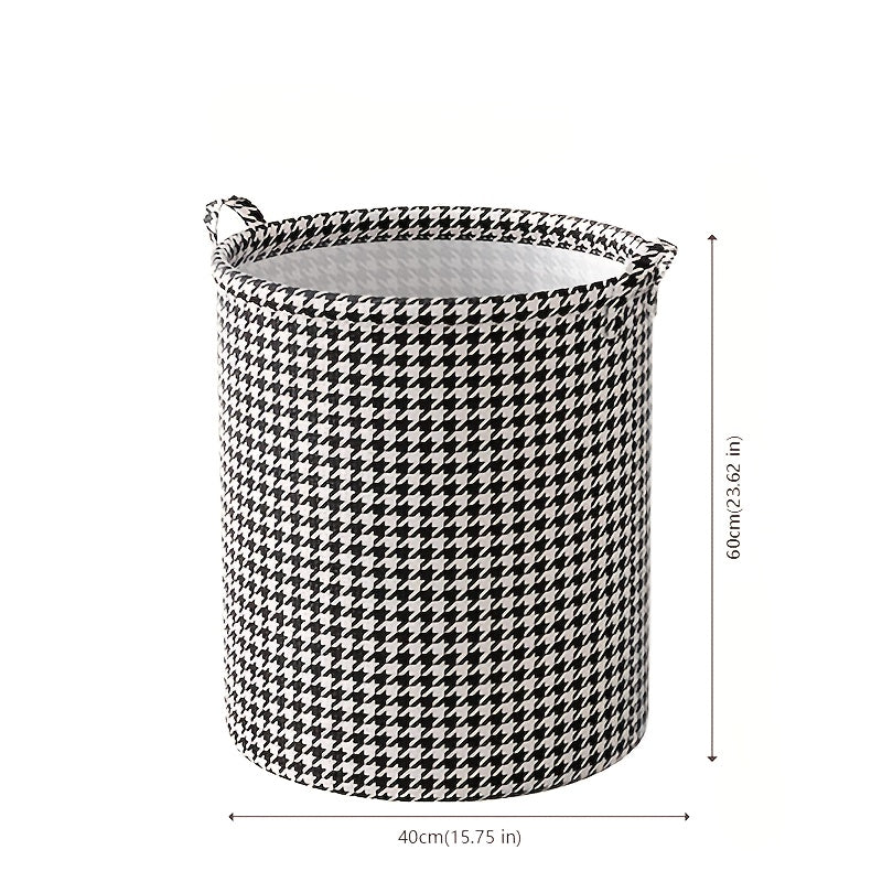 Houndstooth kir yuvish qutisi, yig‘iladigan, ko‘chma saqlash savati, yotoqxona, hammom, mehmonxona uchun