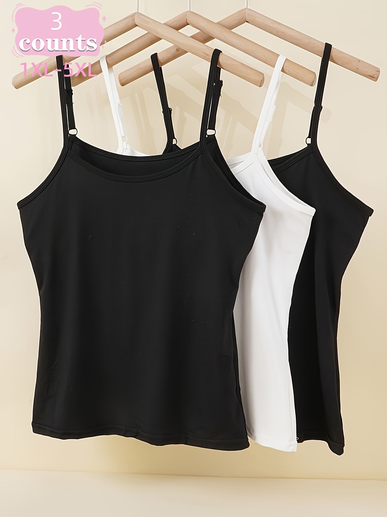 Women’s Adjustable Strapless Tank Tops Pack of 3 Black White Navy