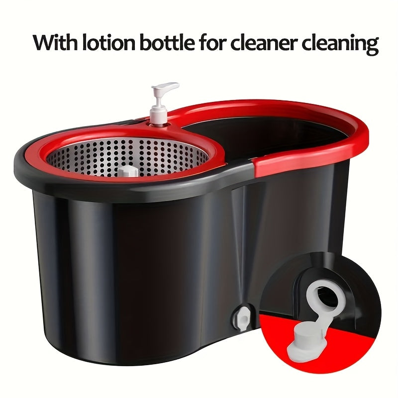 360° Rotating Mop and Bucket Set with Microfiber Heads for Wet and Dry Cleaning