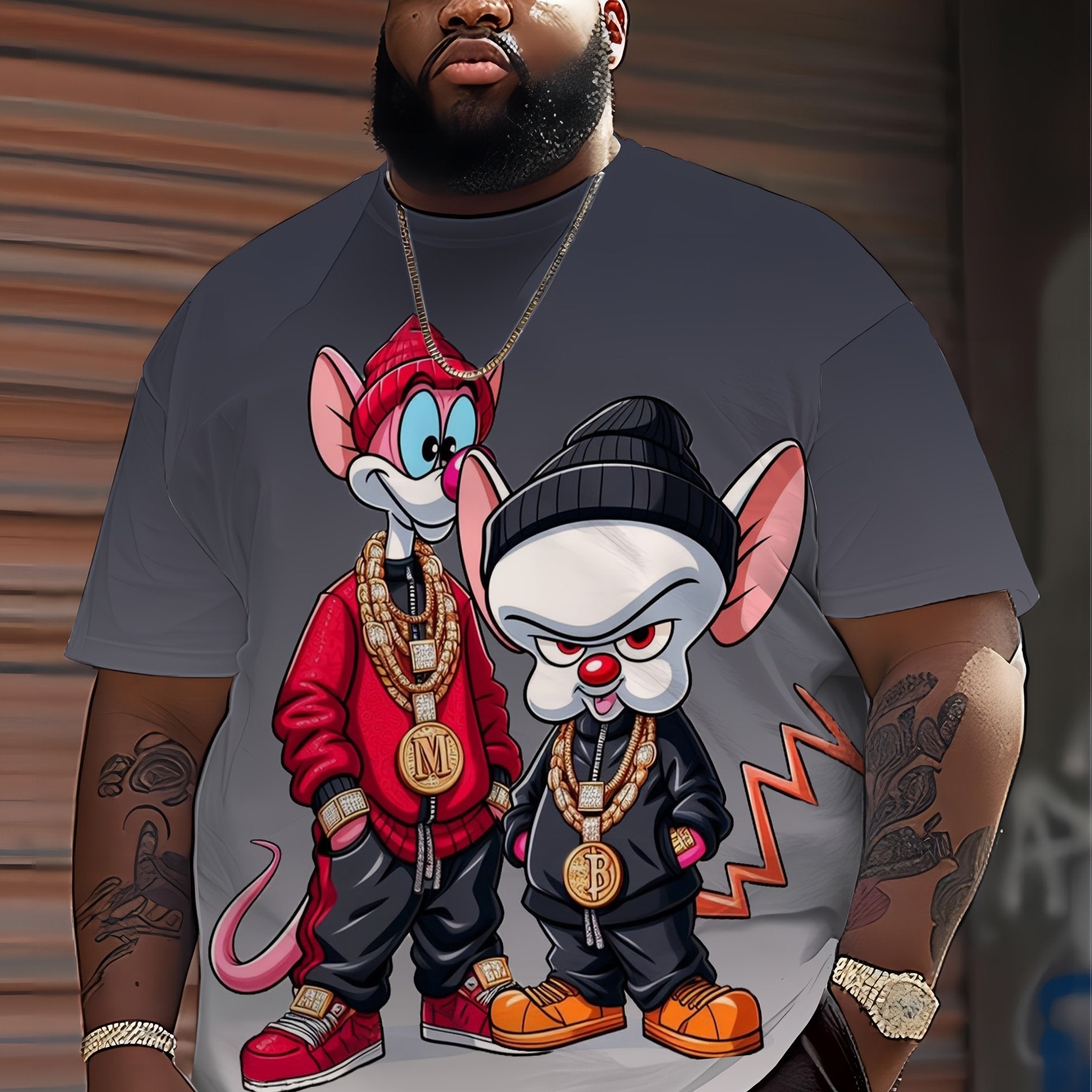 Мужская футболка с мультяшным животным принтом, короткий рукав, полиэстер, повседневная спортивная майка