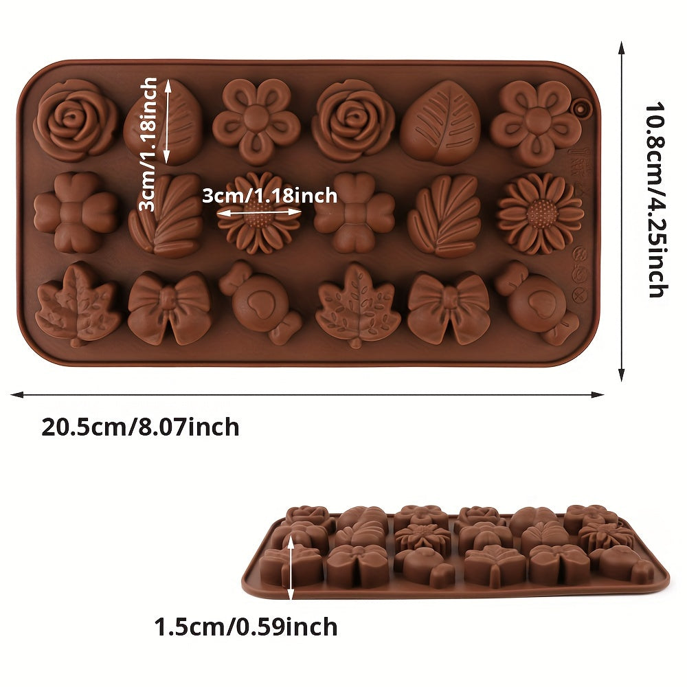 Silicone Chocolate Mold 18 Flower-Shaped Cavities BPA-Free for Candy Baking