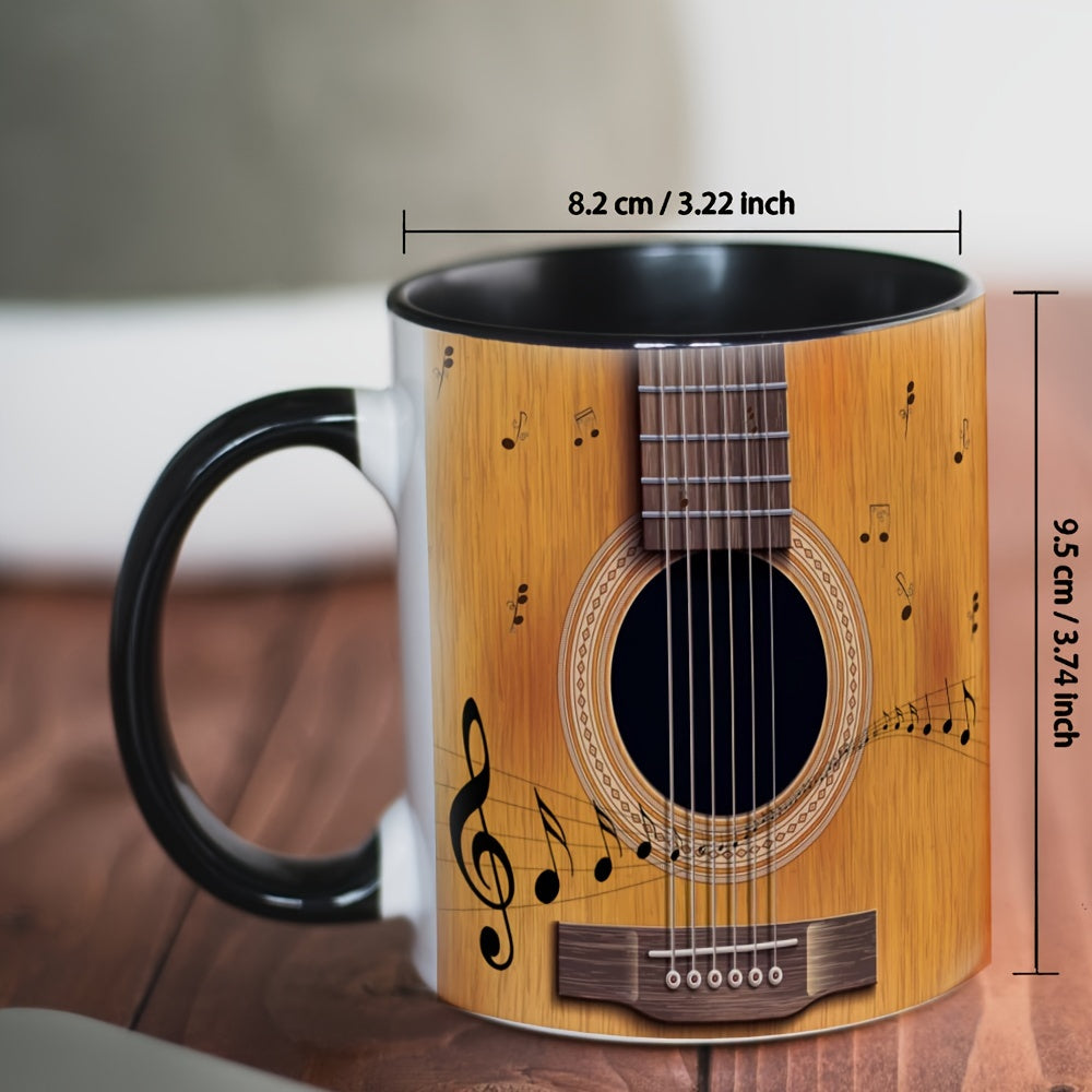 Ceramic Coffee Mug with Guitar Pattern, All-Season Gift, 11 oz