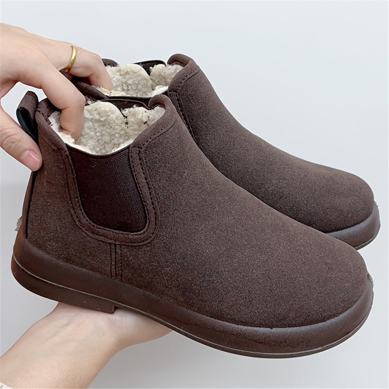 Women's Short Velvet Winter Boots Flat Non-slip Warm Shoes