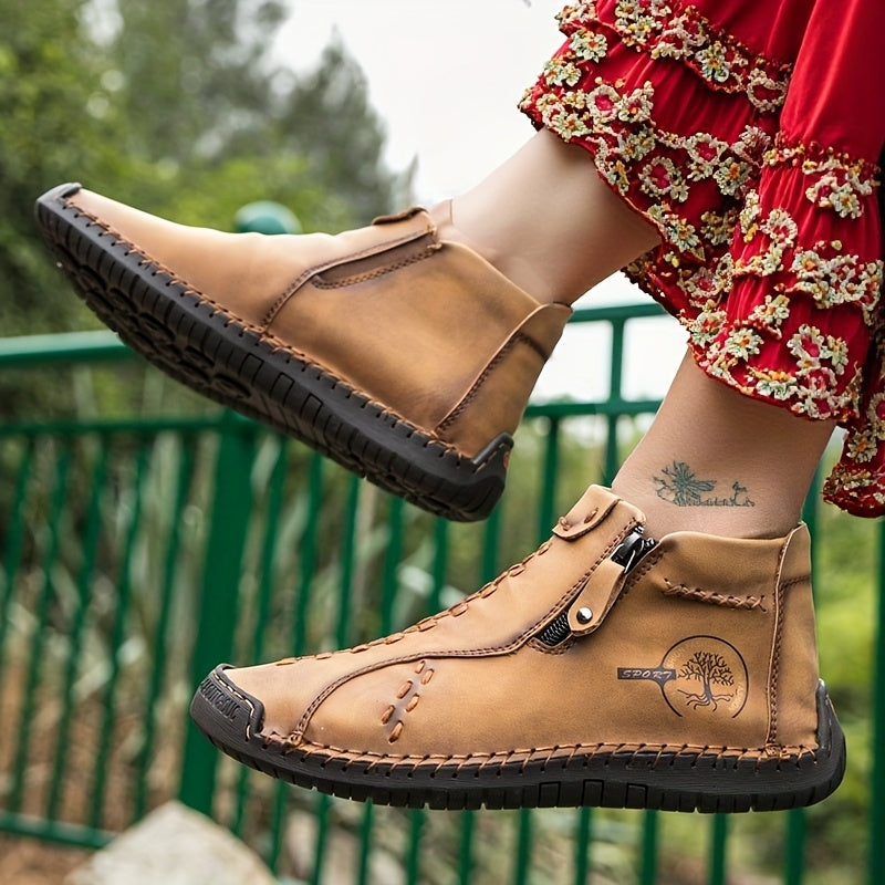 Women's Faux Leather Retro Chukka Boots Mint Green All-Season Casual Ankle Shoes