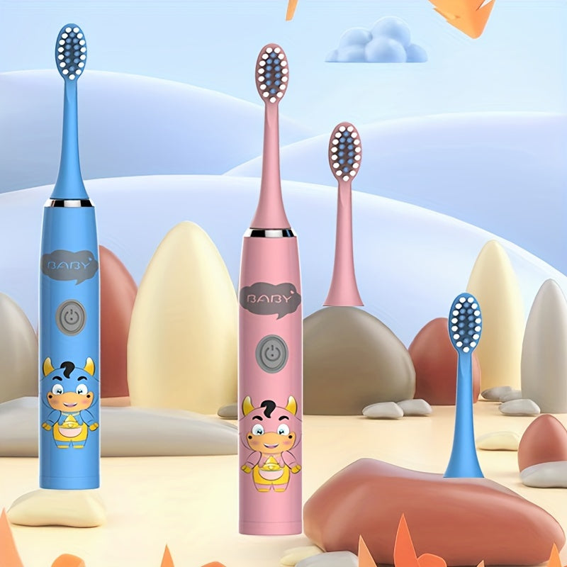 Electric Toothbrushes for Kids with Replaceable Ultra-Soft Bristles and Smart Timer (2 Pack)