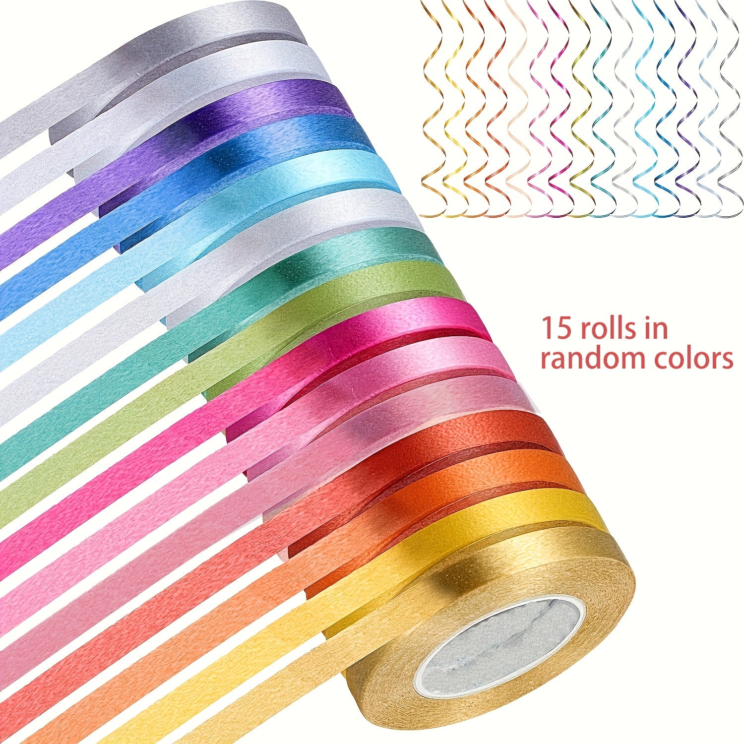 15 Craft Ribbon Rolls 10m Plastic Gift Wrap Bows Decorations for Holidays