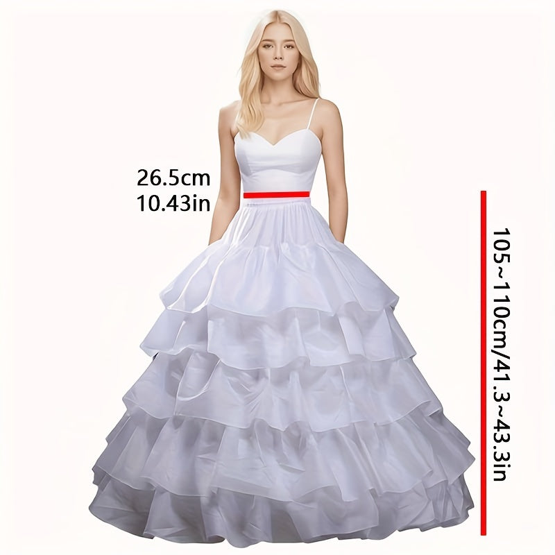 Women's Crinoline Petticoat with 4 Hoops and 5 Ruffle Layers for Wedding and Formal Wear