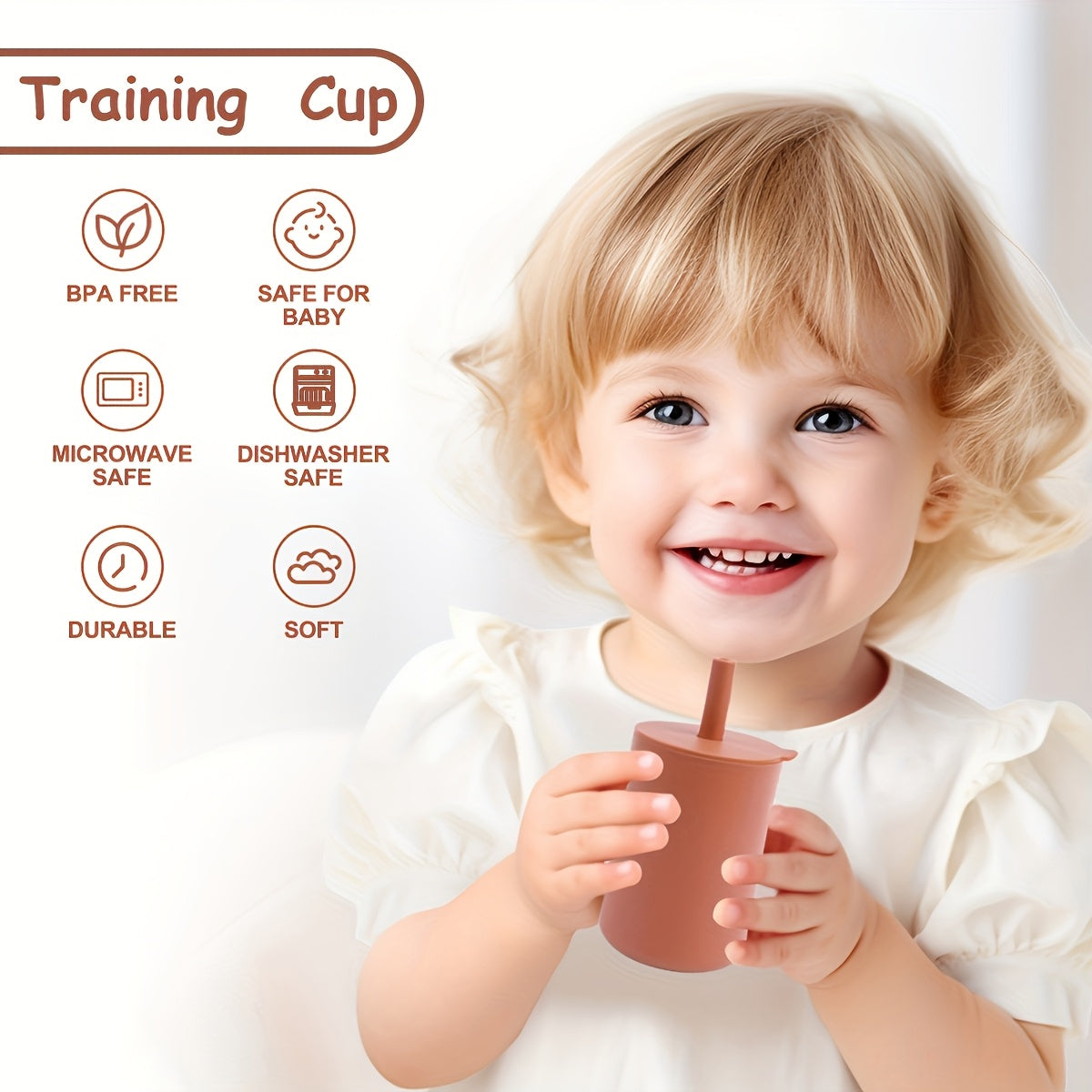 Yellow Silicone Sippy Cup with Straw BPA-Free Leakproof Reusable for Kids Hydration and Outdoor Activities