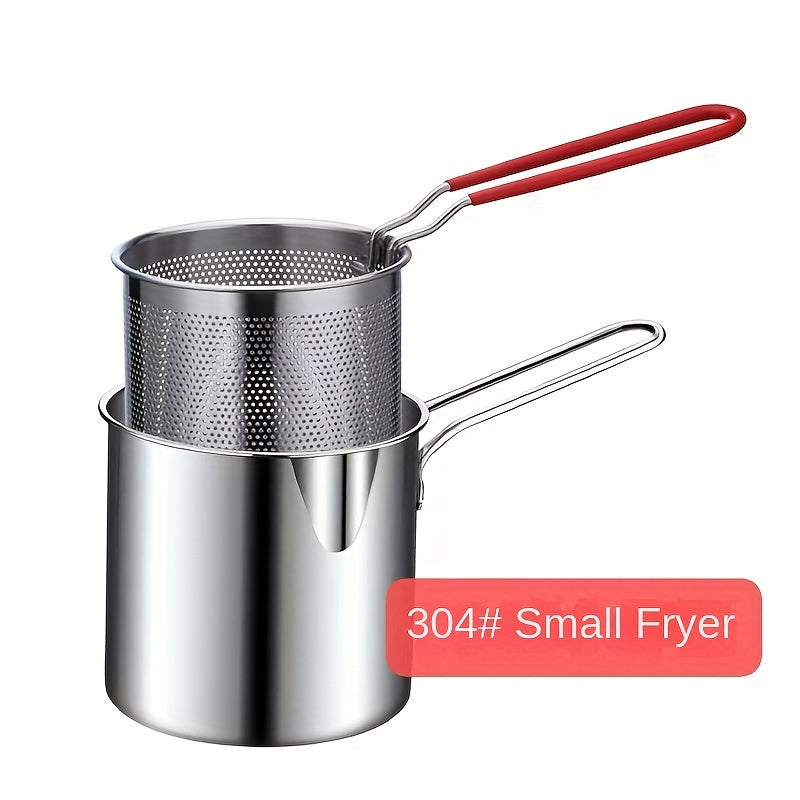 Stainless Steel Mini Deep Fryer with Non-stick Coating Oil-saving Filter Net