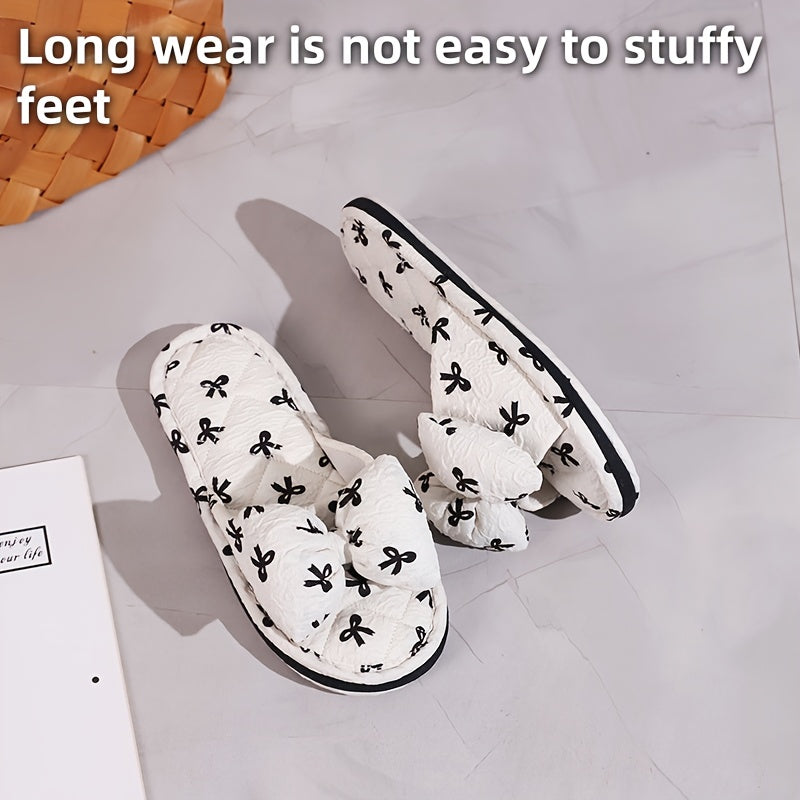 Women’s All-Season Home Slippers with Bow Design Soft Sole Comfortable