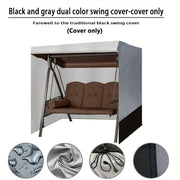Outdoor Swing Cover for 3-Seat Patio Furniture Waterproof Black Gray