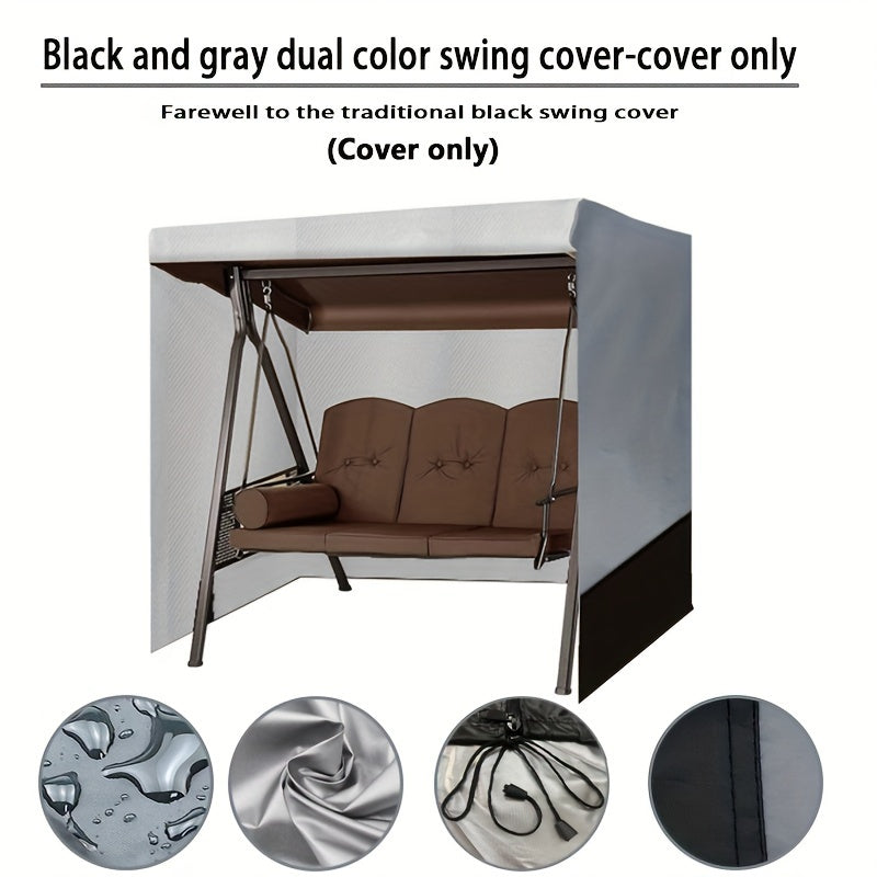 Outdoor Swing Cover for 3-Seat Patio Furniture Waterproof Black Gray