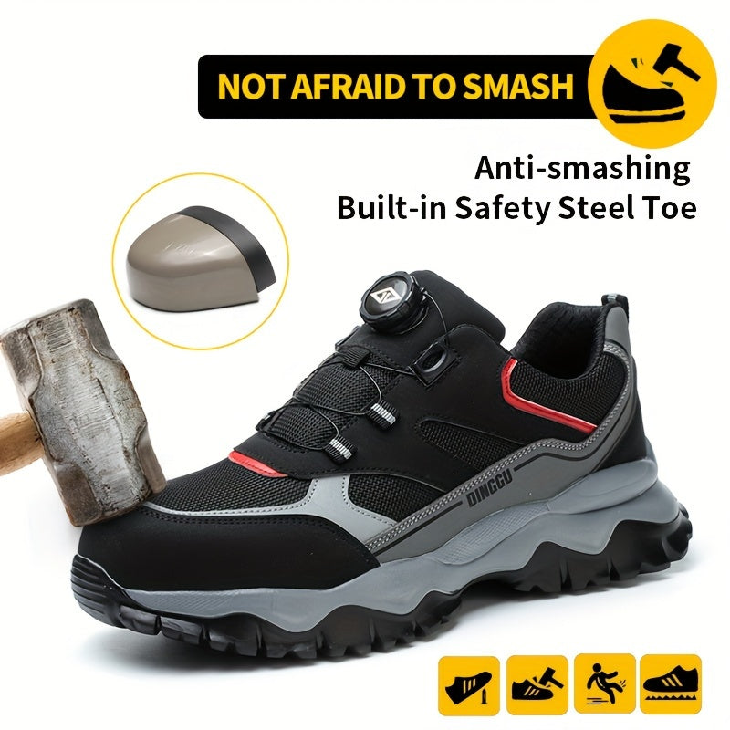 Men's Work Shoes Steel Toe Puncture Resistant Anti-Slip Fabric Safety Shoes