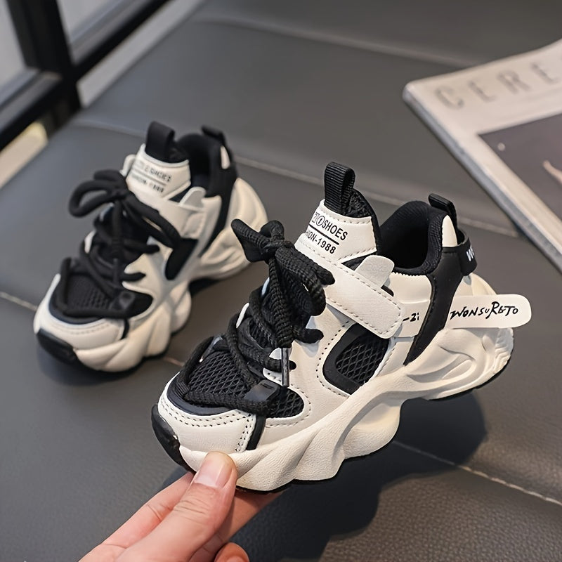 Boys' 2024 Fall Low Top Running Shoes Solid Color PVC Sole Fabric Upper Easy-On Closure