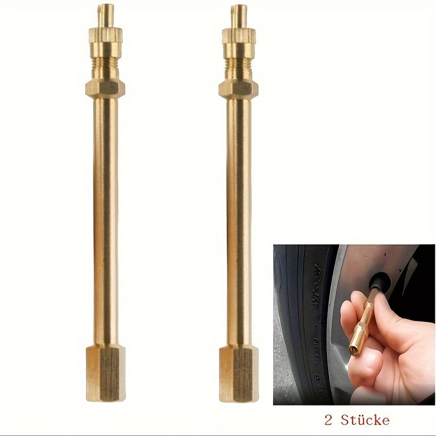 Dos piezas de extensiones de válvula de neumático de cobre dorado para coches, camiones, furgonetas, SUVs