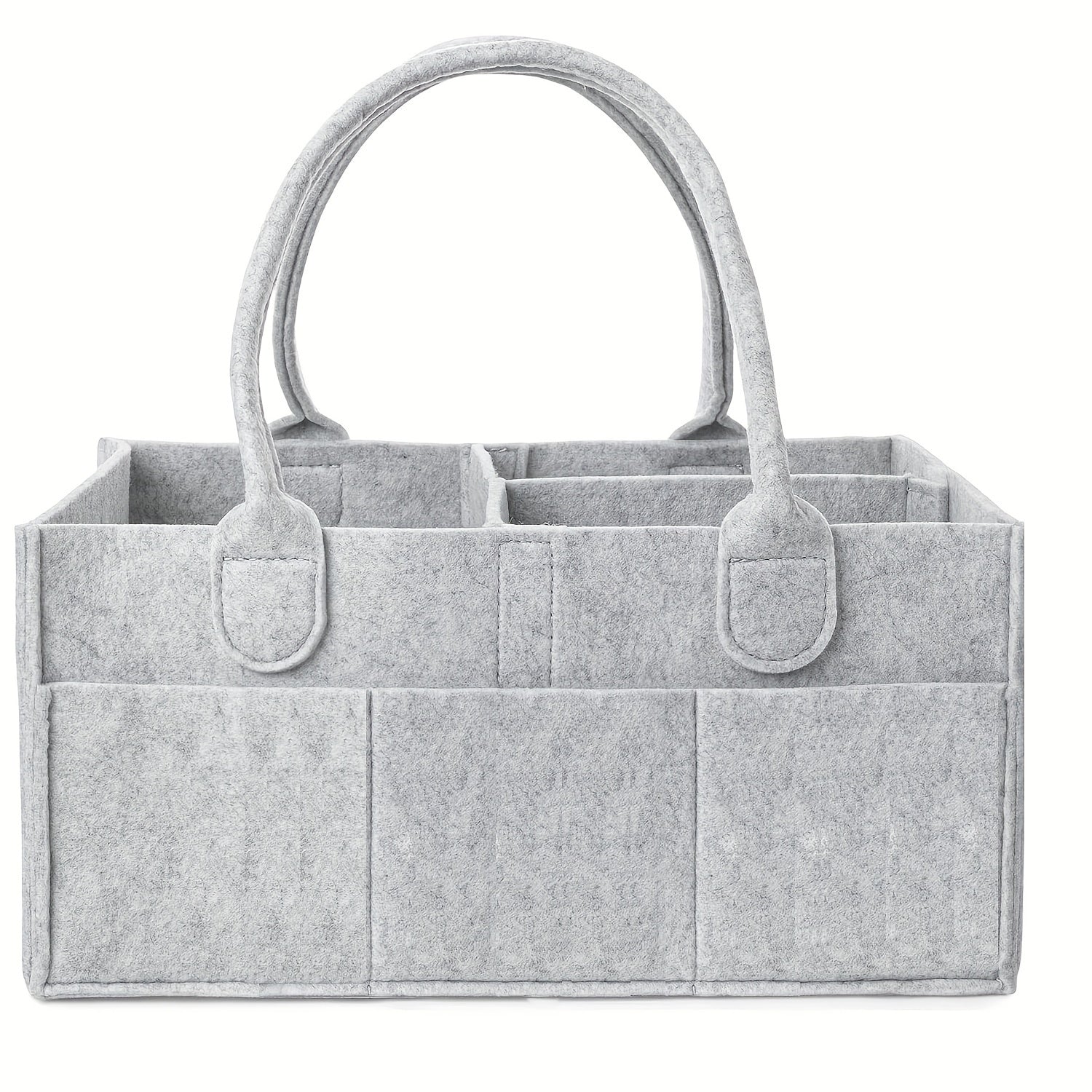Light Gray Felt Diaper Wipes and Changing Items Storage Bag with Handles