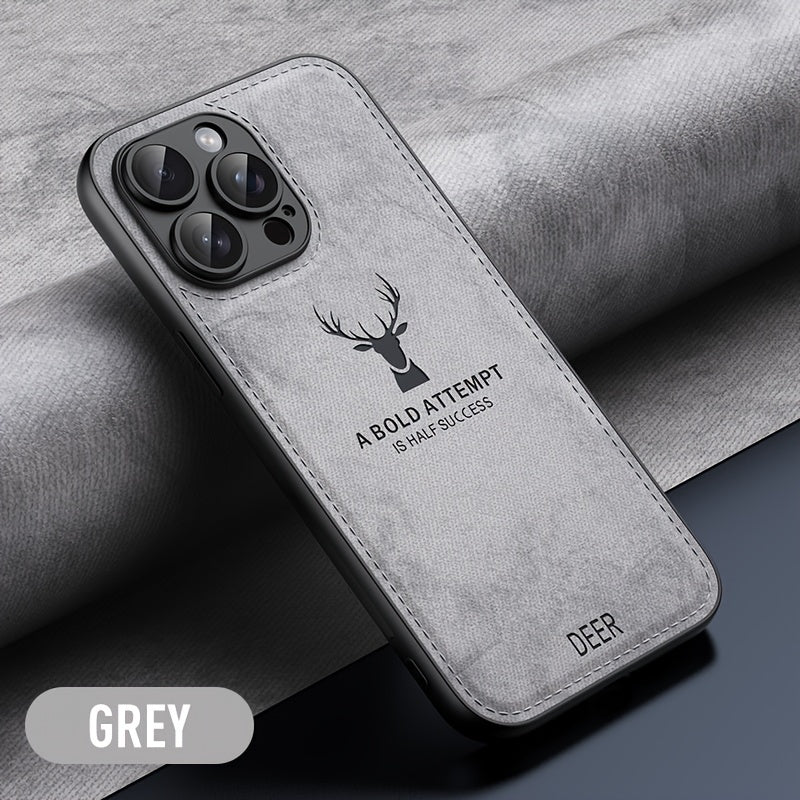 Faux Leather Deer Head Phone Case for iPhone Shockproof Slim Drop Resistant