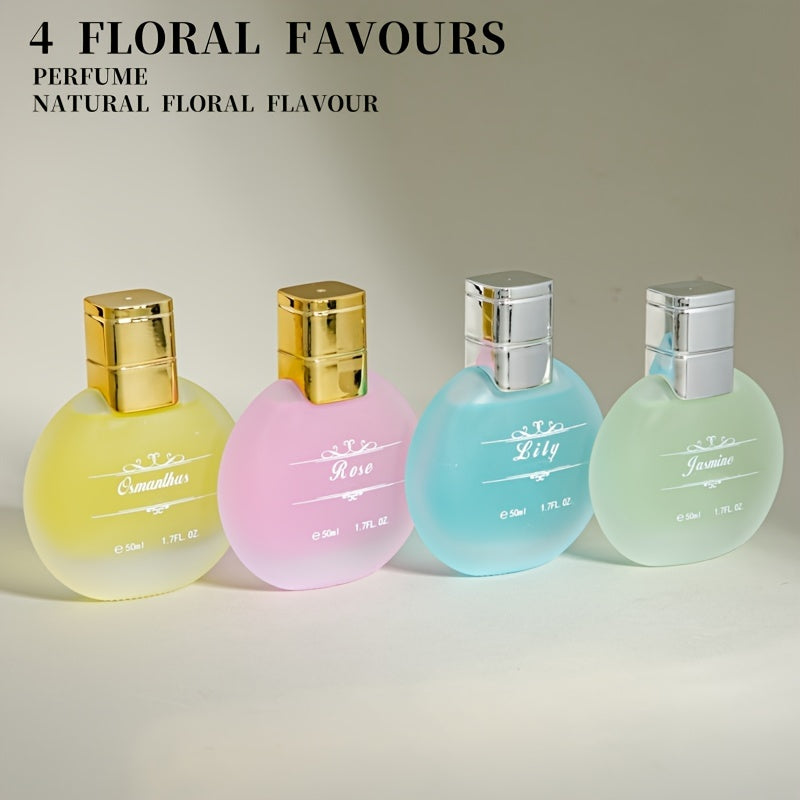 Women's Floral Perfume Set 50ml Lily Osmanthus Jasmine Rose Long-Lasting Natural Scents