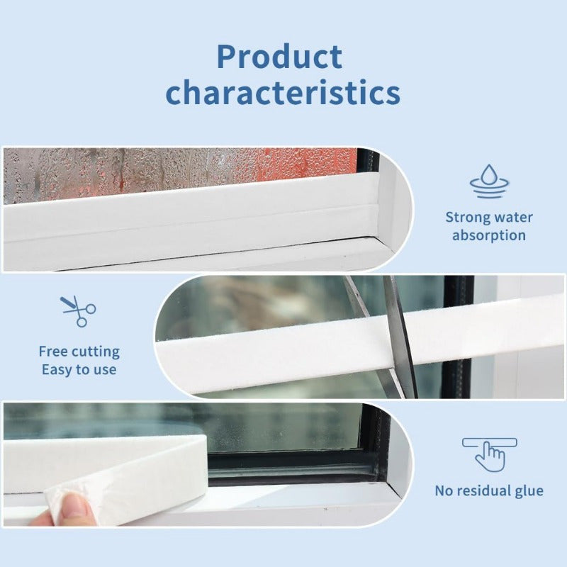 Антиконденсатная оконная лента белая, впитывающая влагу, полоска 3 см x 200 см