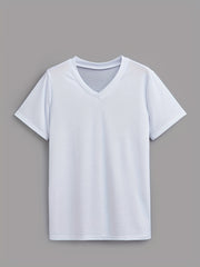 Women's Plus Size Solid Color V-Neck T-Shirt Short Sleeve Lightweight Summer Casual