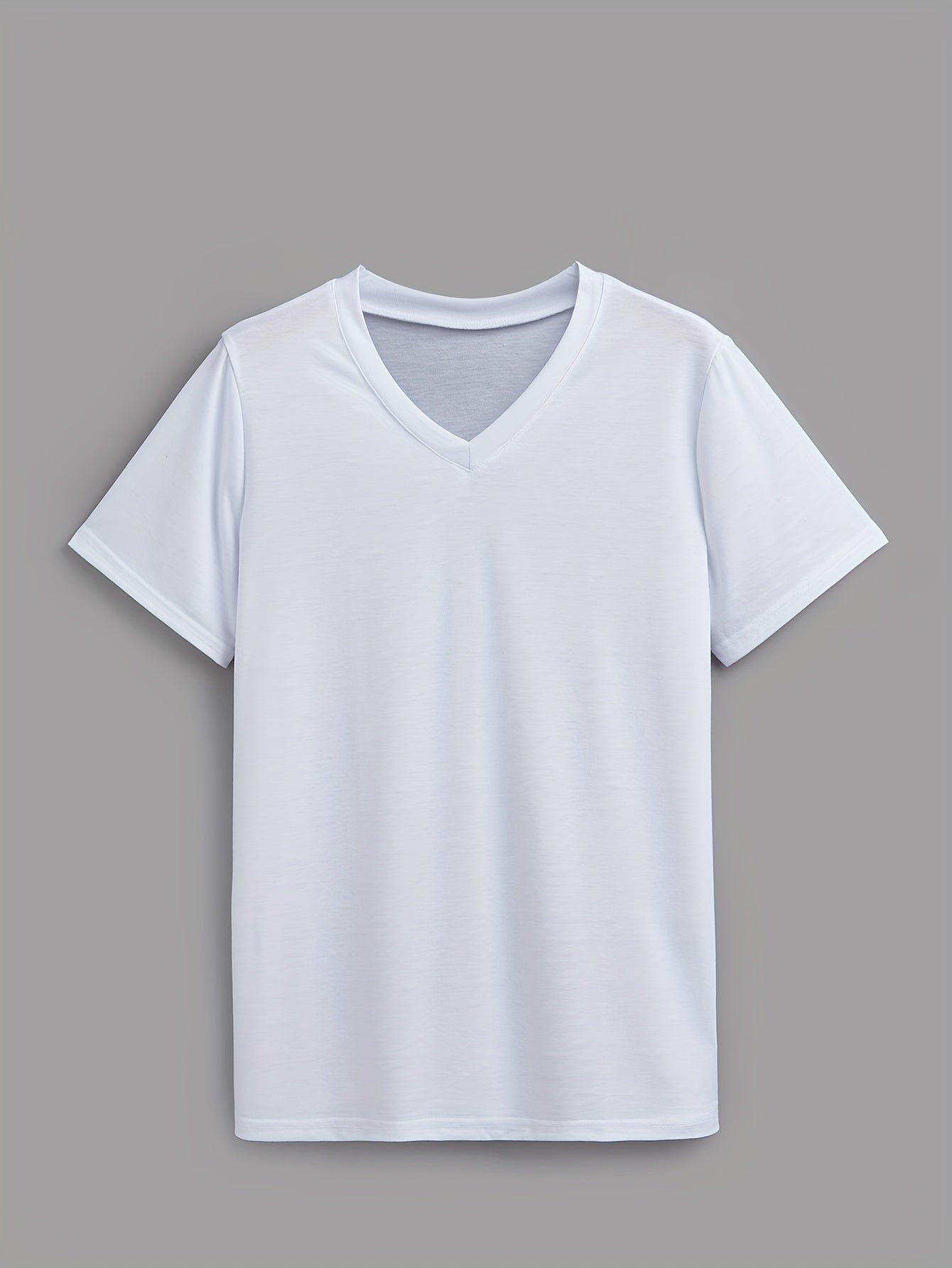 Women's Plus Size Solid Color V-Neck T-Shirt Short Sleeve Lightweight Summer Casual