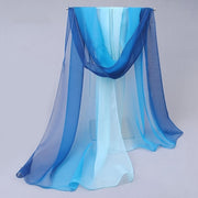 Women's Chiffon Scarf Gradient Color Lightweight Sun Protection Shawl Wrap