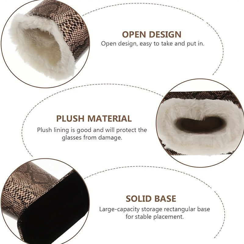 Искусственный кожаный настольный органайзер с мягким внутренним покрытием из искусственного меха для очков и кистей для макияжа, коричневый или черный