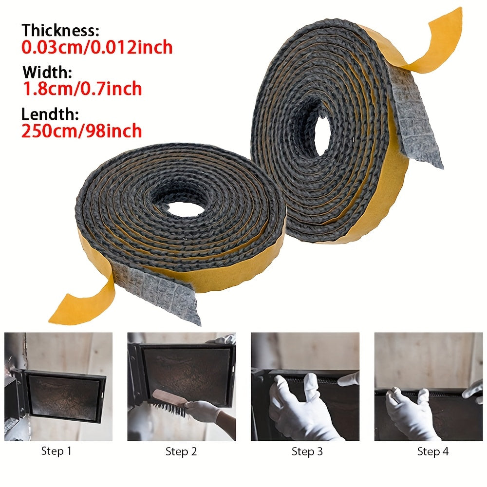 Black Self-Adhesive Glass Chimney Door Seal Tape 2.5M Fireplace Stove Gasket