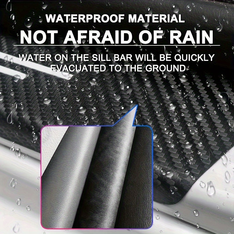 5Pcs Carbon Fiber Textured Door Sill Protectors Scratch-Resistant Black