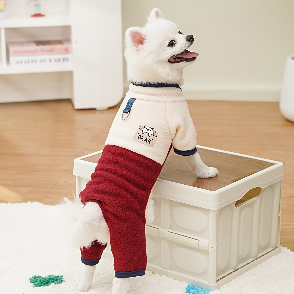 Fleece Pet Jumpsuit for Small to Medium Dogs and Cats Winter Fall Pullover