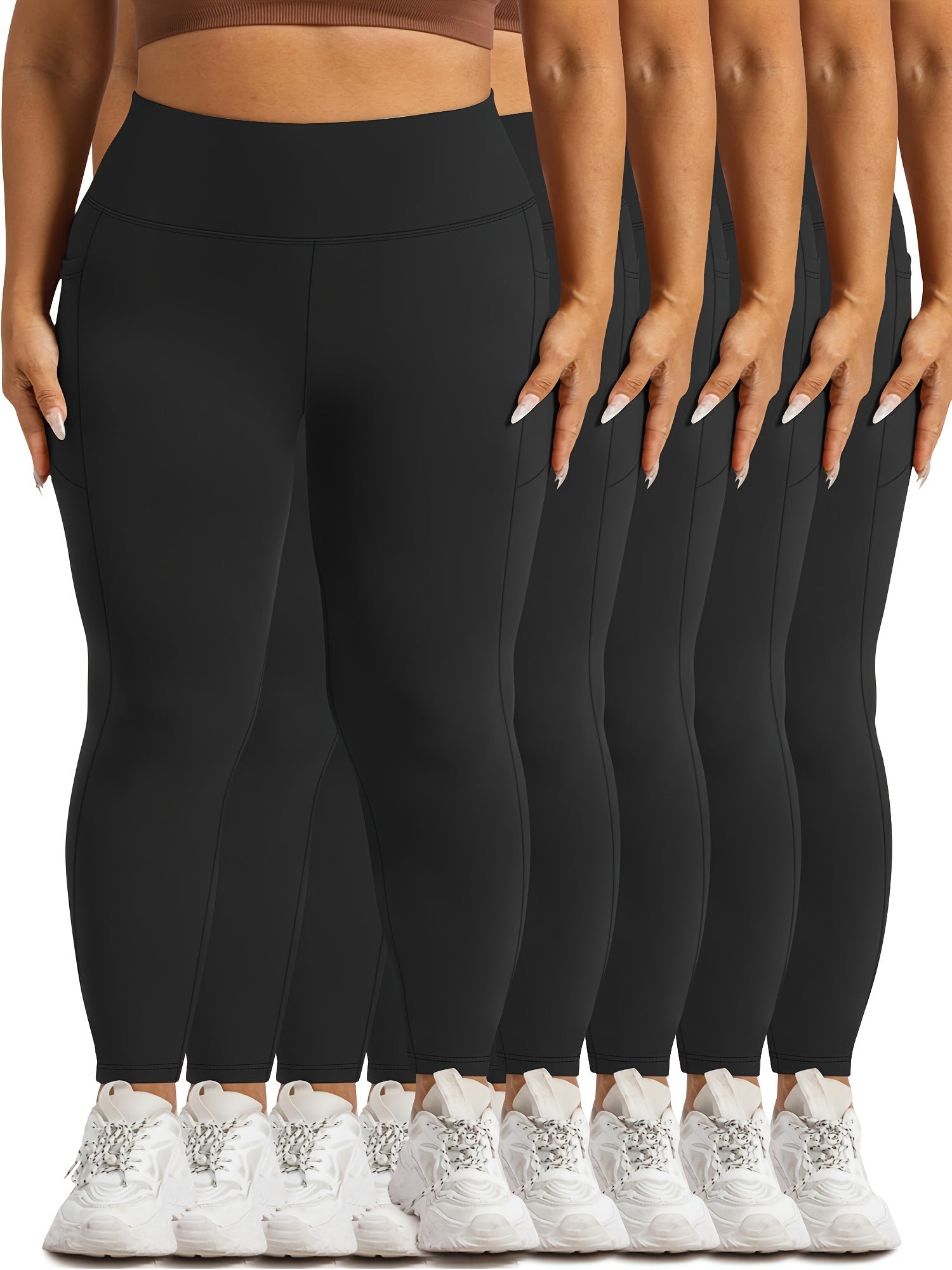 Women’s High-Waisted Tummy Control Leggings with Pockets for Running and Fitness