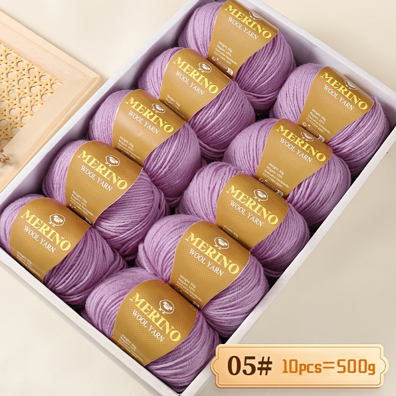 10 JIUWEIDIAOWANG Merino jun to'plari, har biri 500g, 212 O'rtacha og'irlik, Qo'l bilan bo'yalgan DIY material to'qimachilik uchun - Ko'p rangli gradient, Qalin va nozik aralashma, Kamel jun, Kuz Qish.