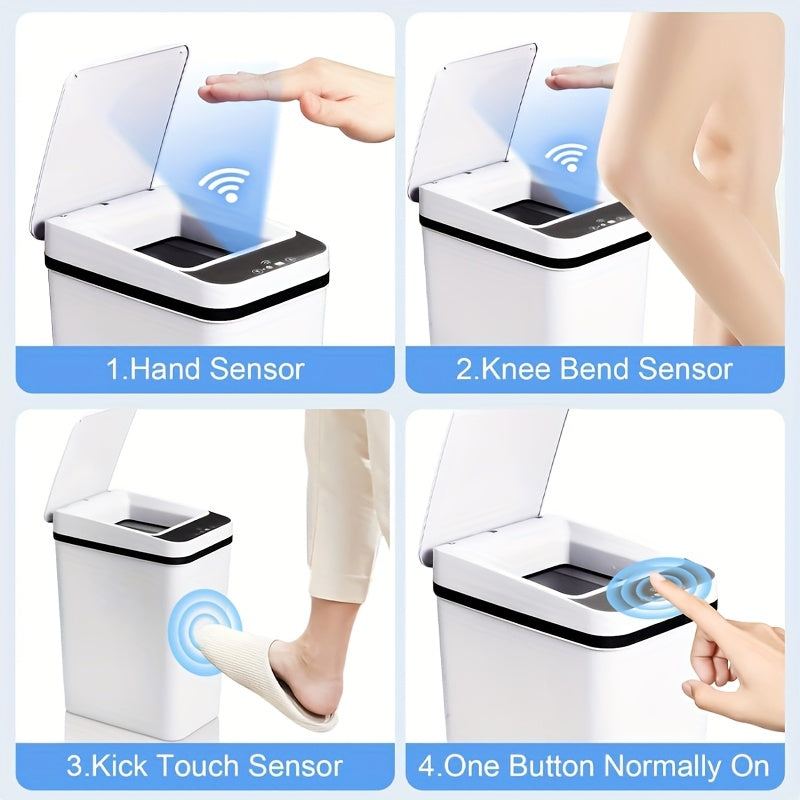 Cubo de basura con sensor inteligente, apertura de tapa con un botón y tapa sellada para control de olores