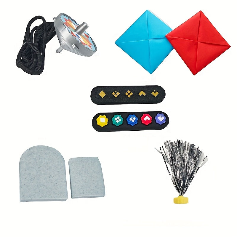 Korean Nostalgic Party Game Set for Ages 14 Plus Includes JackStones, Shuttlecock, Top, Drawing Cards, Grasping Stones