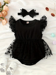 Baby Girl Chiffon Bodysuit with Flutter Sleeves for Parties and Holidays