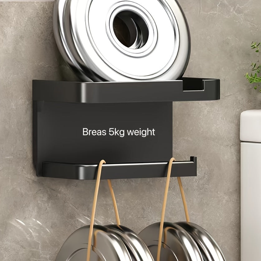 Wall-Mounted Plastic Toilet Paper Holder with Shelf and Phone Stand Self-Adhesive