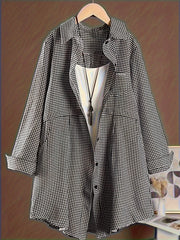 Plus Size Plaid Button Front Shirt Long Sleeve Casual Women's Clothing