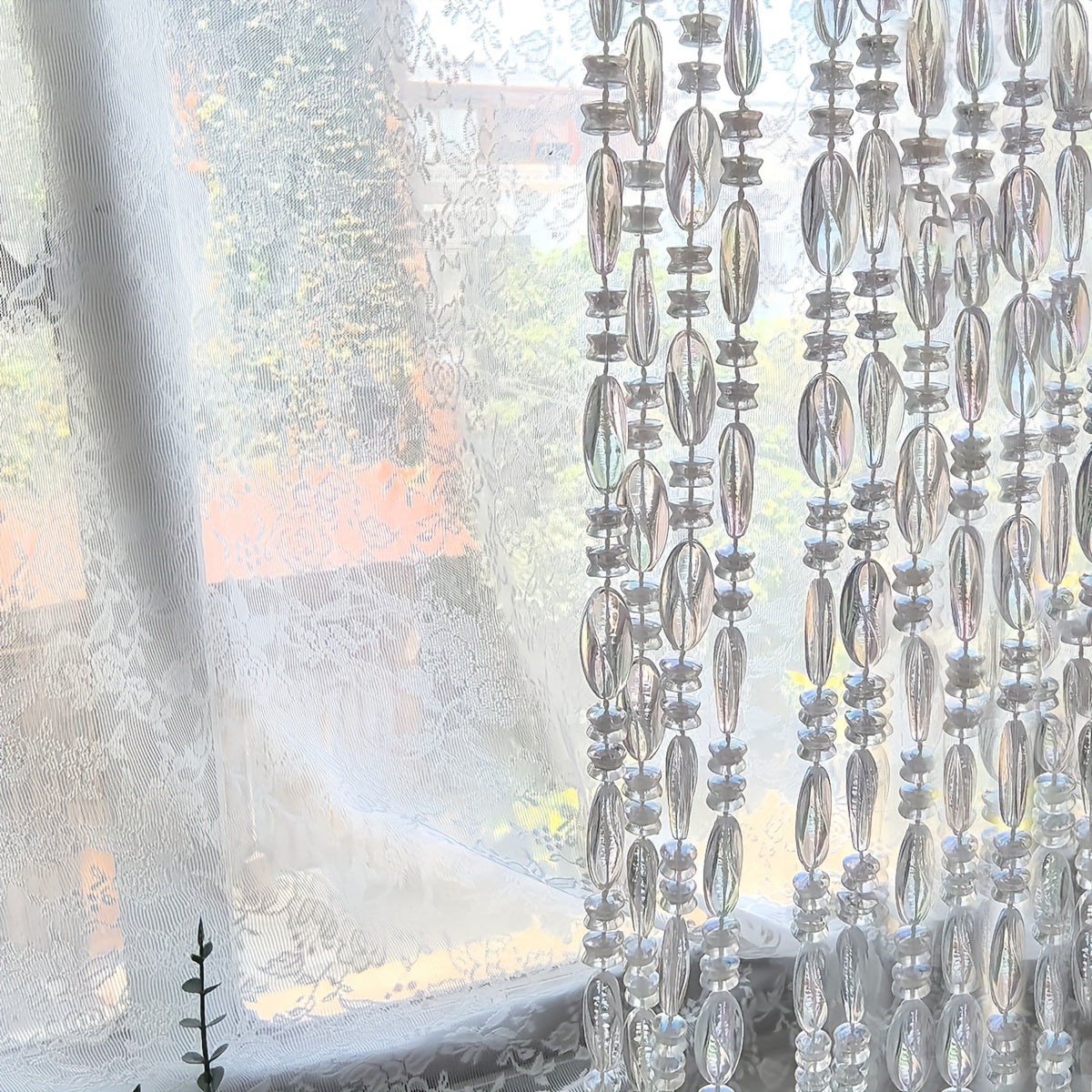 Guirnalda de cuentas de acrílico 3m, cuentas blancas y transparentes, decoración de boda y Navidad, adorno colgante