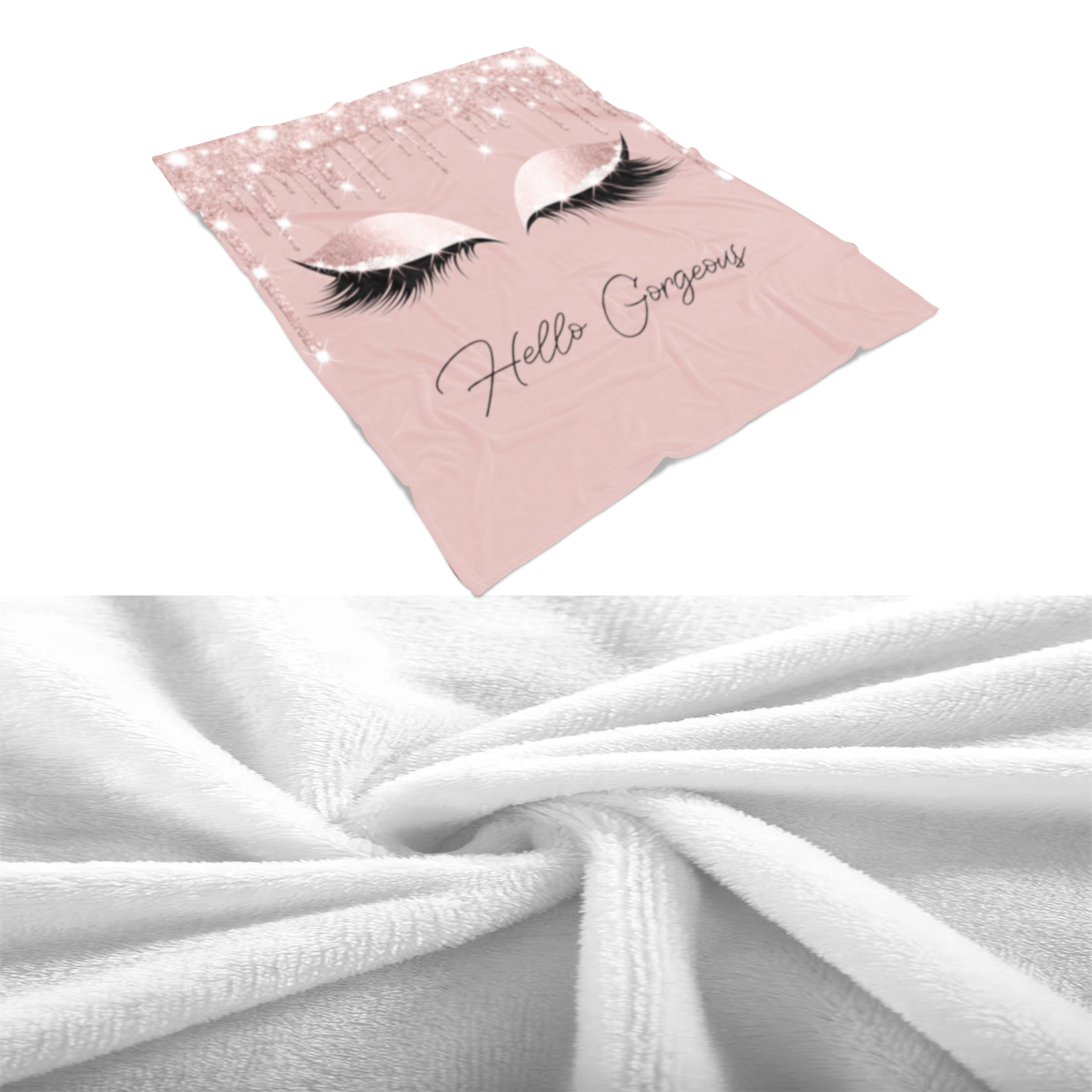 Sweet Makeup Art Eyelash Pattern Flannel Blanket for Nap and Sofa Cozy Warmth