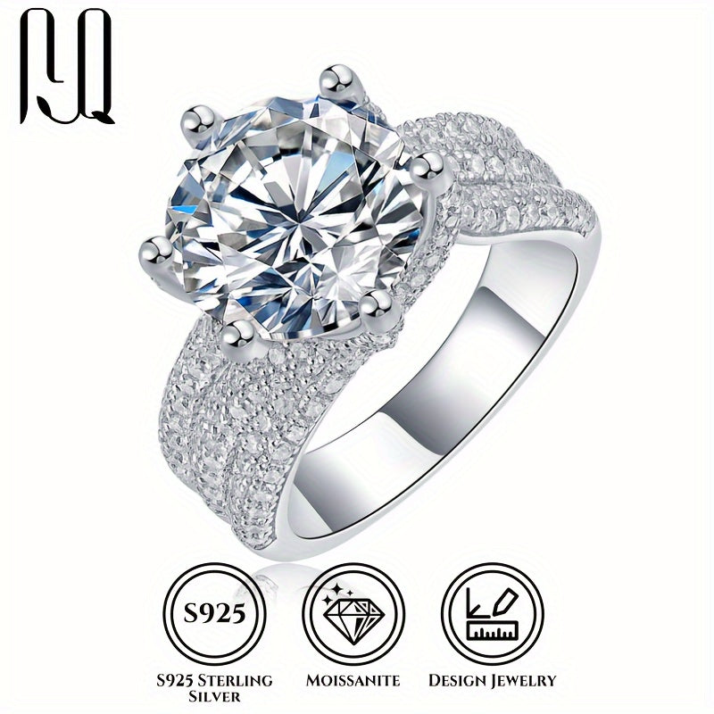 Anillo de compromiso de moissanita de 5ct, color D, VVS, plata de ley, joyería de boda