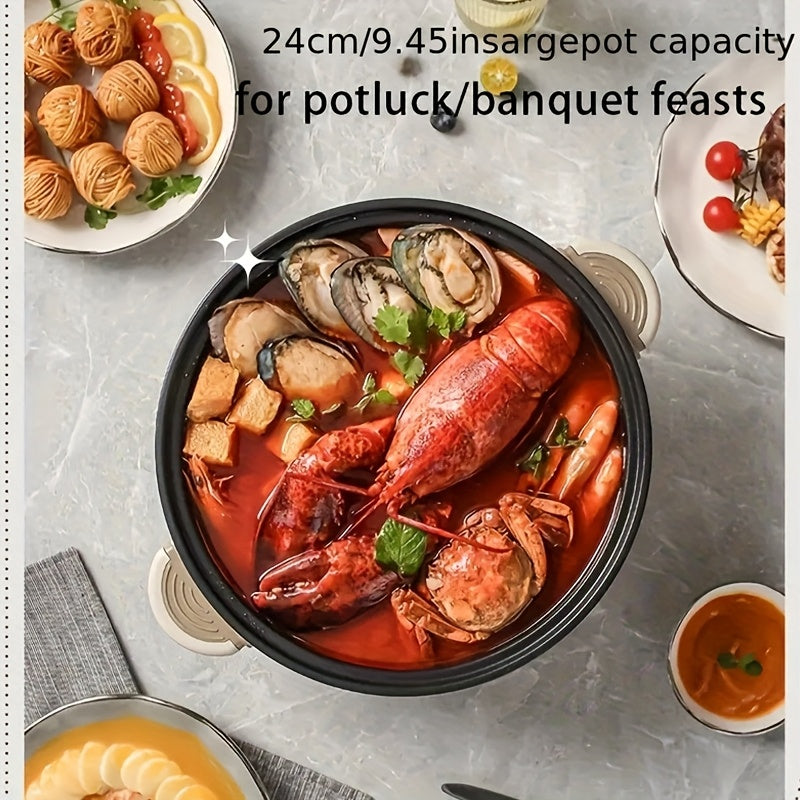 Electric Portable Pot Non-Stick Stir-Fry Steamer 3-Power Control Stainless Steel