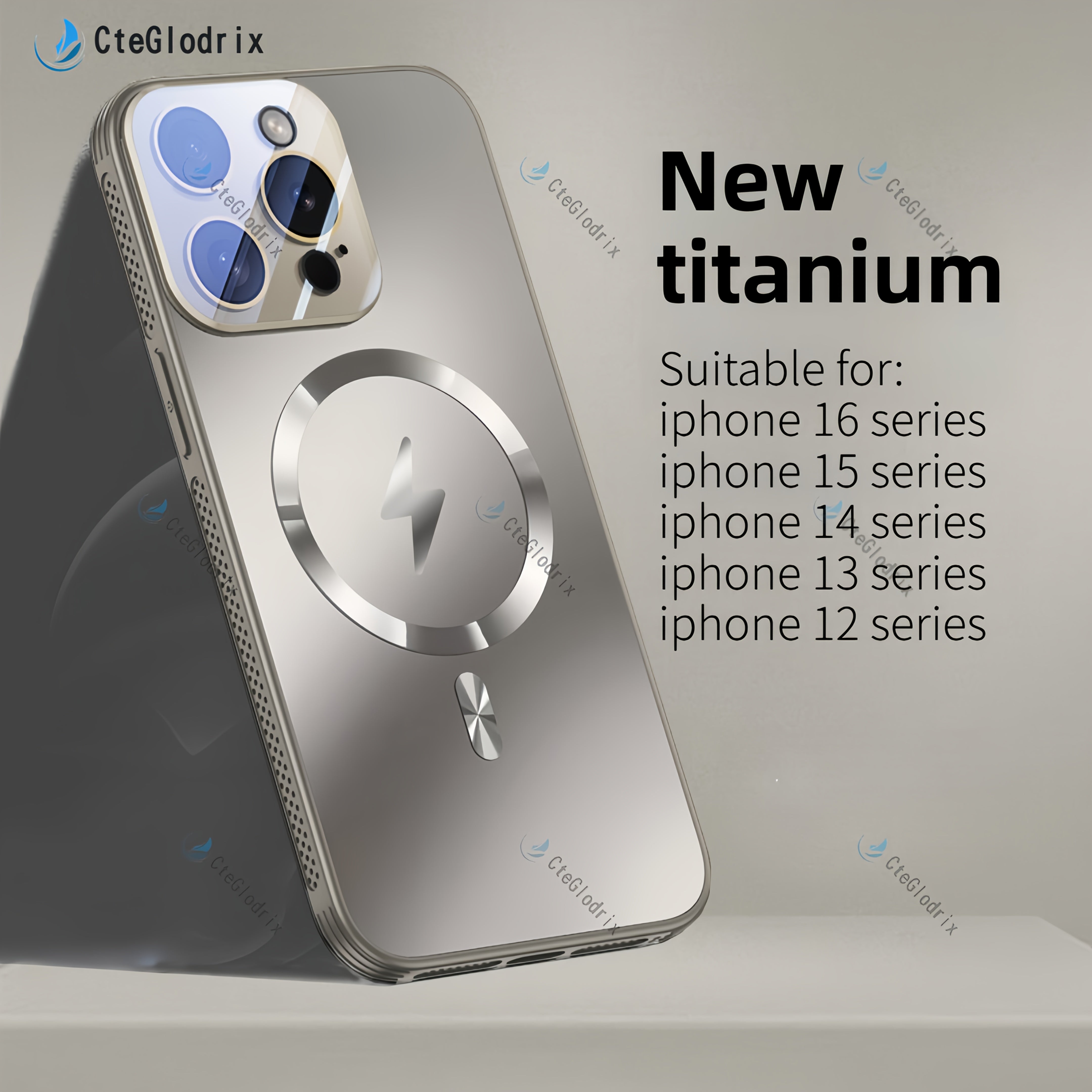 Titanium Metallic Matte Phone Case for iPhone Shockproof Wireless Charging Camera Lens Protection