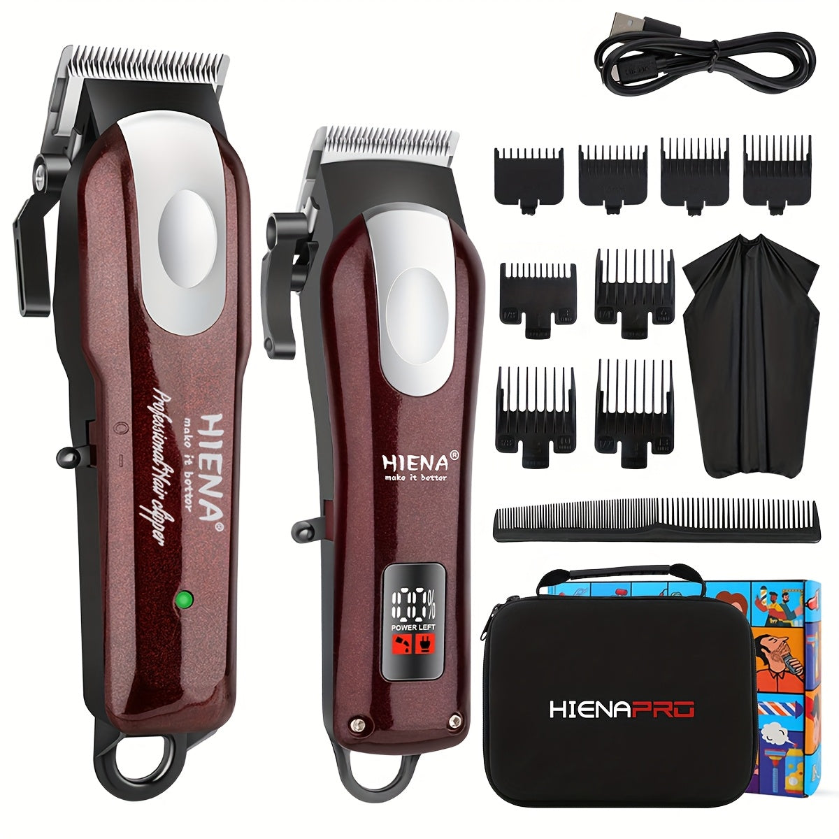 Kit de cortapelos eléctrico con bolsa de almacenamiento y accesorios para hombres, set de cuidado personal de 70 piezas