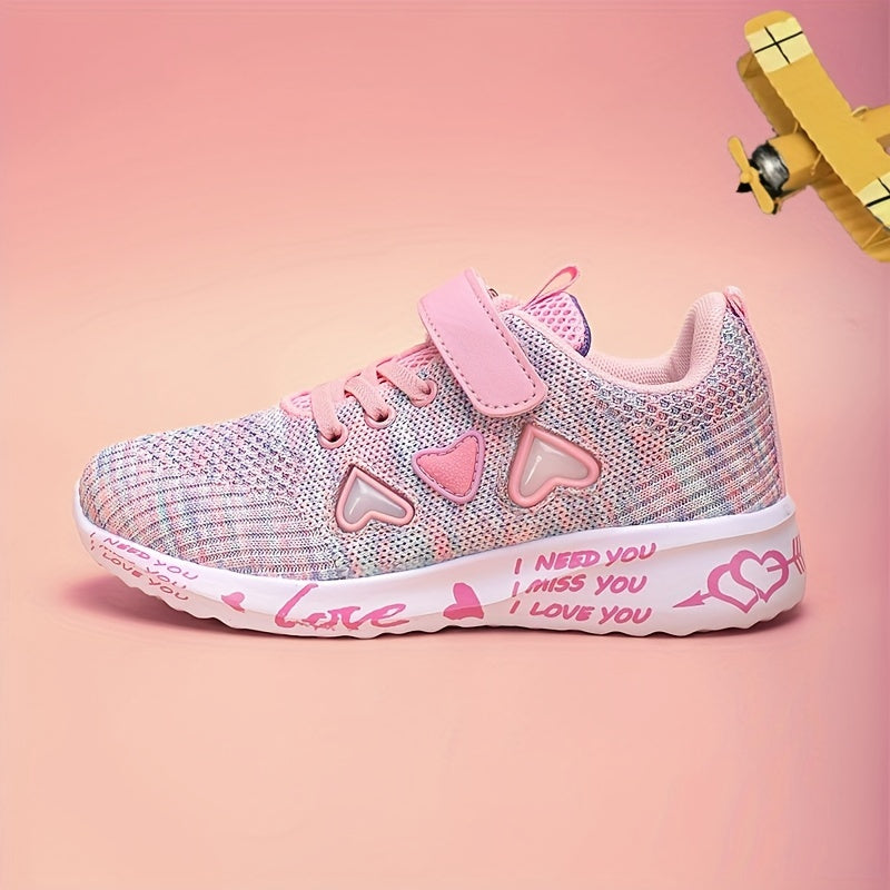Girls Breathable Lightweight Sneakers with Hook-and-Loop Closure for All Seasons