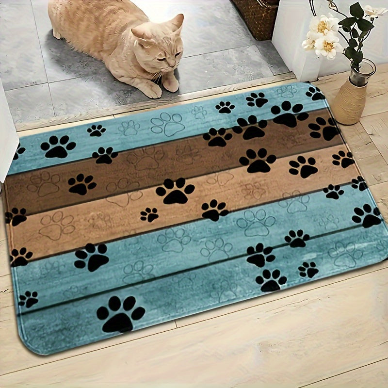 Dog Paw Print Entryway Mat Fast-Absorbing Quick-Dry Bath Rug Machine Washable Indoor Rug