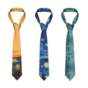 Men's Starry Night Oil Painting Tie Polyester Business Dress Tie